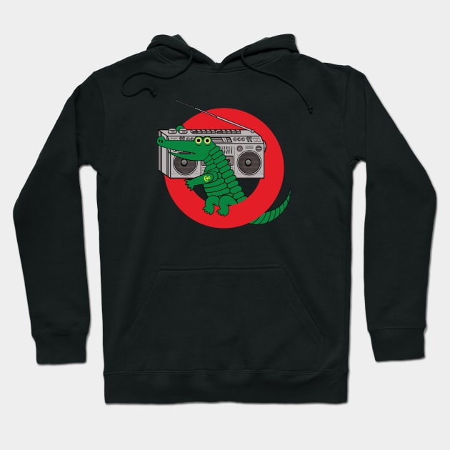 Boombox Alligator Ghettoblaster Crocodile Croc Hoodie by Baschz Leeft